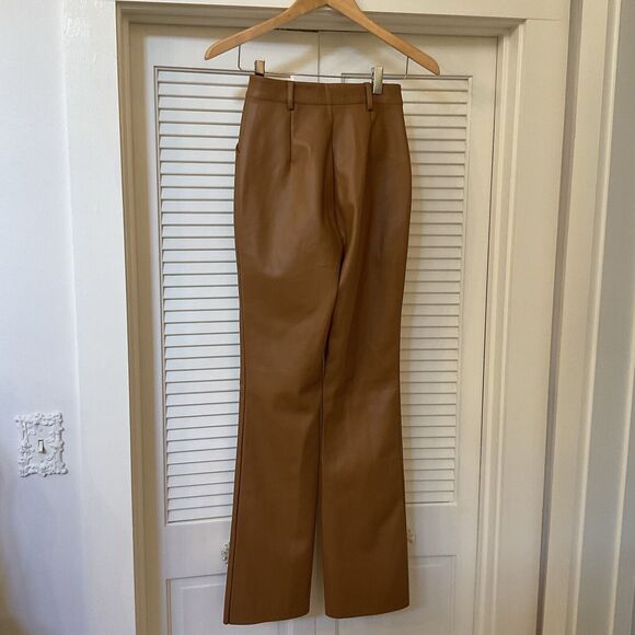 Meshki Tan/Camel Faux Leather High Waist Pants, Size XS - Picture 6 of 11